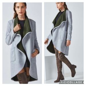 Fabletics fleece lined open front cardigan grey/olive size XS